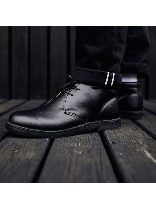 Vasky Pánske kožené poltopánky čierne - jar / jeseň čižmy, topánky Vasky Desert