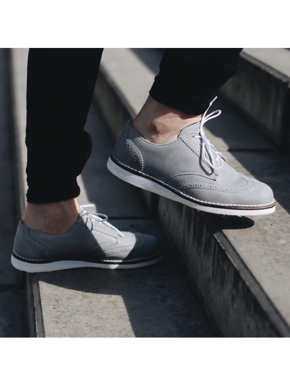 Vasky Pánske sivé kožené poltopánky - jar / jeseň Topánky, Topánky Vasky Brogue Low