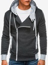 Ombre Clothing Tmavosivá pánska mikina na zips s kapucňou B297