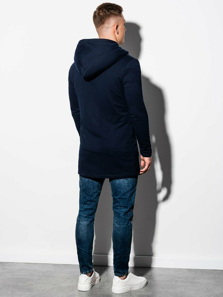 Ombre Clothing Tmavomodrá pánska mikina s predĺženým zipsom B668 HUGO