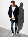 Ombre Clothing Tmavomodrá pánska mikina s predĺženým zipsom B668 HUGO