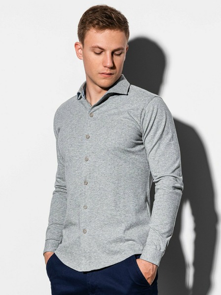 Ombre Clothing Šedá pánska košeľa K540