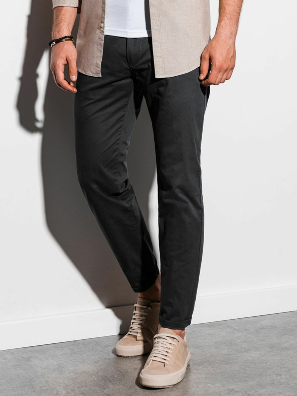 Ombre Clothing Čierne pánske chino nohavice Ombre Oblečenie