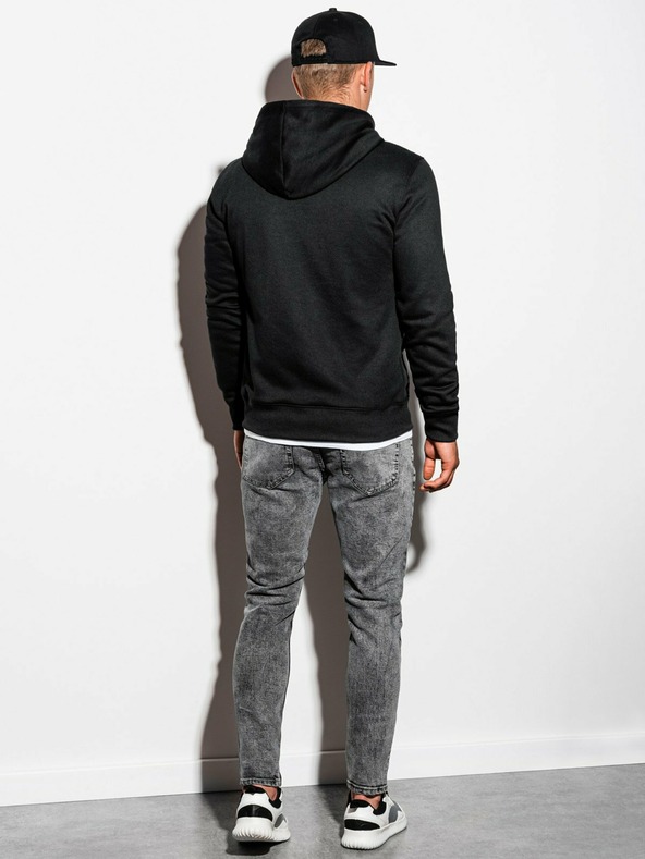 Ombre Clothing Čierna pánska základná mikina s kapucňou Ombre Oblečenie