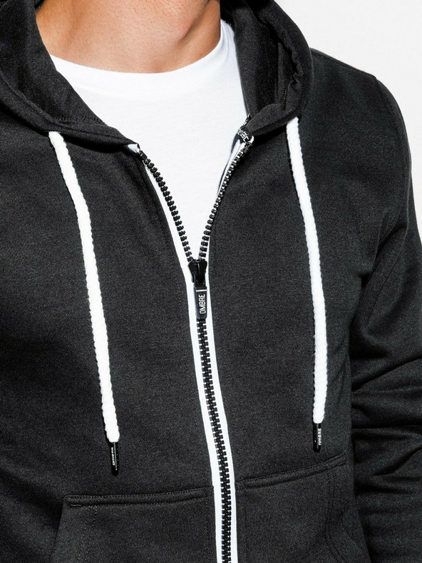 Ombre Clothing Čierna pánska základná mikina s kapucňou Ombre Oblečenie