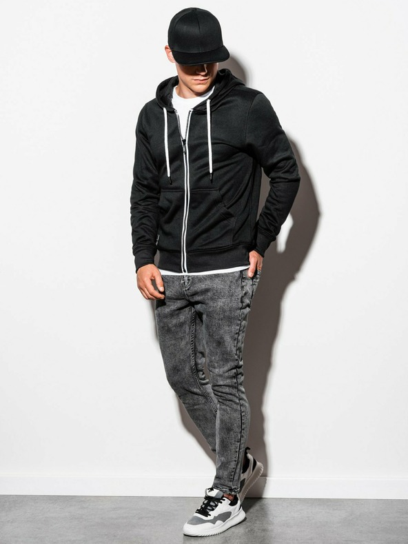 Ombre Clothing Čierna pánska základná mikina s kapucňou Ombre Oblečenie