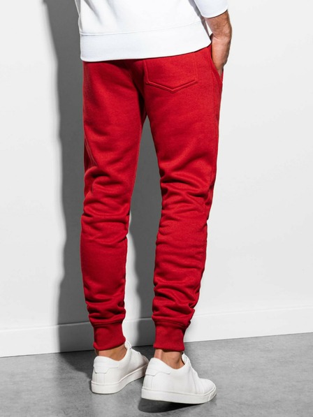 Ombre Clothing Červené pánske základné tepláky Ombre Oblečenie