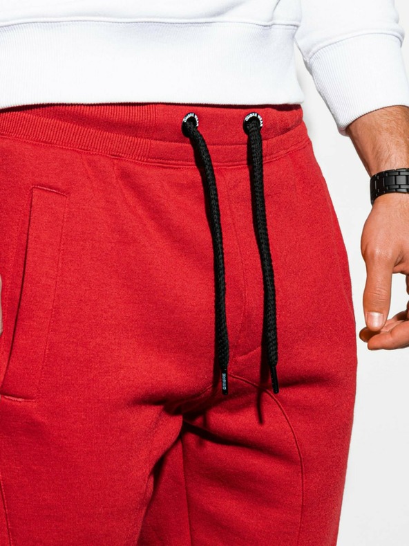 Ombre Clothing Červené pánske základné tepláky Ombre Oblečenie