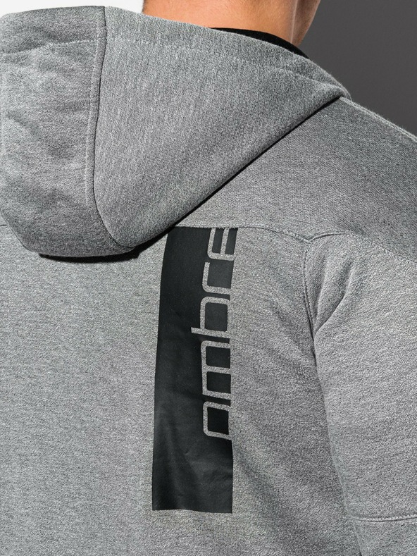 Ombre Clothing Ombre Clothing pánska sivá mikina na zips s kapucňou B1076