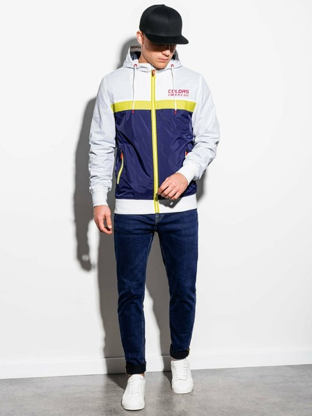 Ombre Clothing Modro-biela pánska jarná bunda Ombre Oblečenie C438
