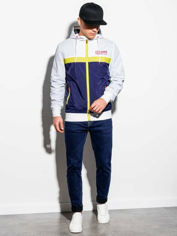 Ombre Clothing Modro-biela pánska jarná bunda Ombre Oblečenie C438