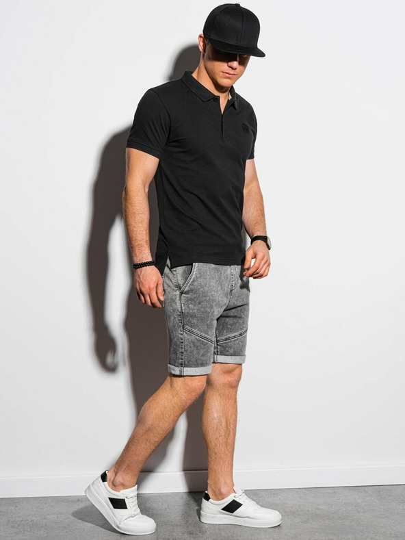 Ombre Clothing Čierne pánske základné polo tričko Ombre Clothing