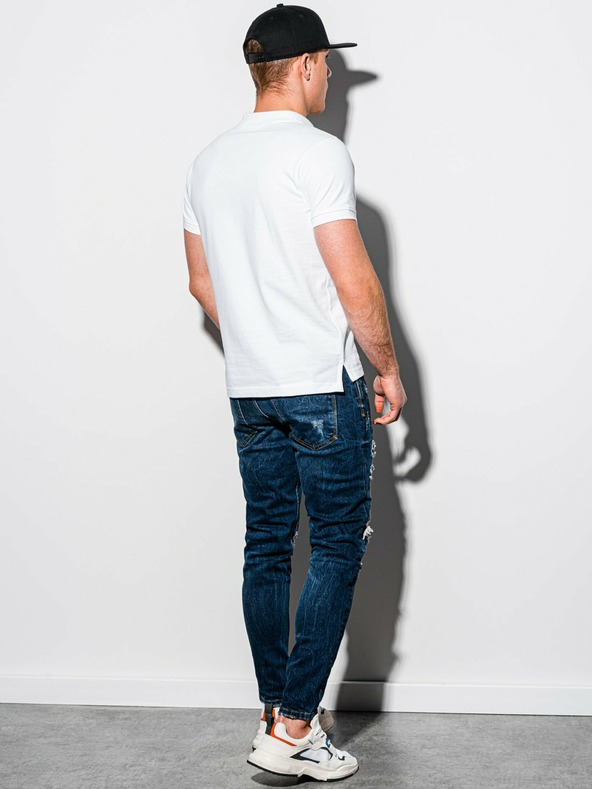 Ombre Clothing Biela pánska základná polokošeľa Ombre Clothing