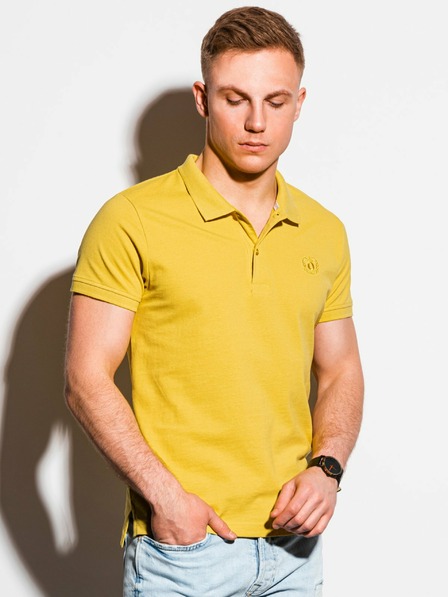 Ombre Clothing Žltá pánska základná polokošeľa Ombre Clothing