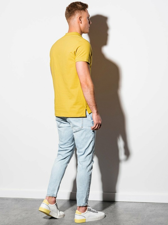 Ombre Clothing Žltá pánska základná polokošeľa Ombre Clothing