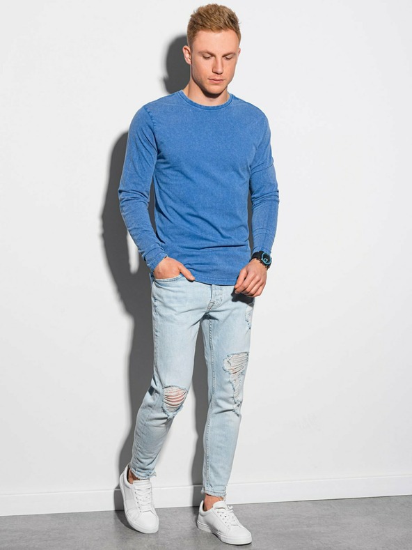 Ombre Clothing Modré pánske základné tričko Ombre Oblečenie