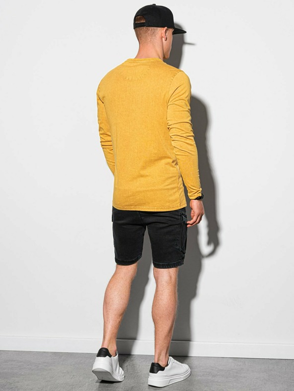 Ombre Clothing Horčicová pánska základná košeľa Ombre Clothing