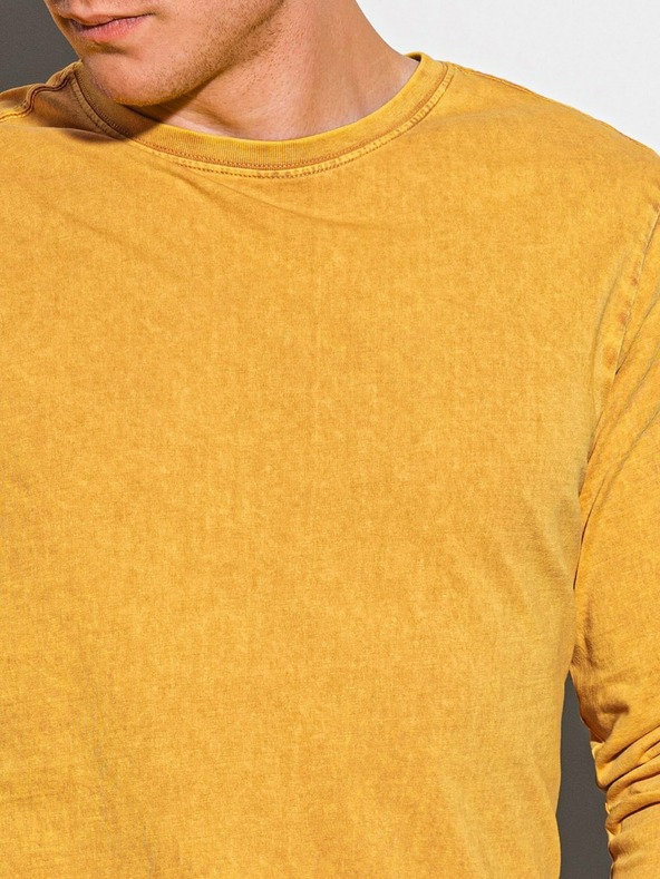 Ombre Clothing Horčicová pánska základná košeľa Ombre Clothing