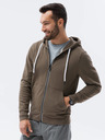 Ombre Clothing Khaki pánska mikina na zips s kapucňou Ombre Clothing B1145 basic basic