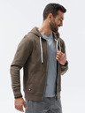 Ombre Clothing Khaki pánska mikina na zips s kapucňou Ombre Clothing B1145 basic basic