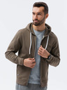 Ombre Clothing Khaki pánska mikina na zips s kapucňou Ombre Clothing B1145 basic basic