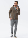 Ombre Clothing Khaki pánska mikina na zips s kapucňou Ombre Clothing B1145 basic basic