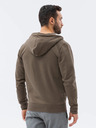 Ombre Clothing Khaki pánska mikina na zips s kapucňou Ombre Clothing B1145 basic basic