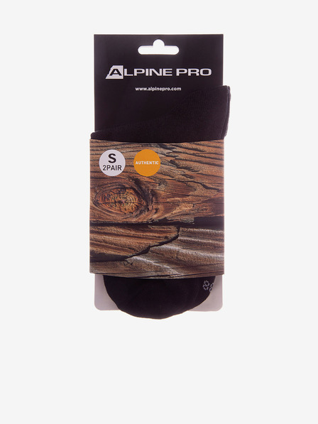 ALPINE PRO Čierne unisex ponožky - 2 páry ALPINE PRO 2ULIANO