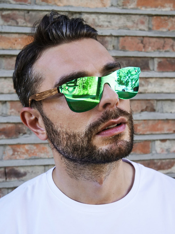 VEYREY VeyRey Drevené slnečné okuliare Nerd Stove Green Okuliare