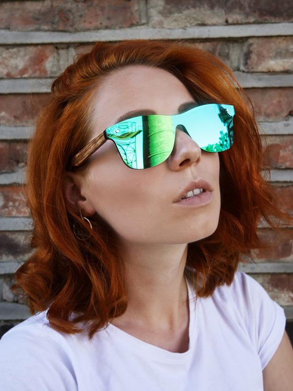 VEYREY VeyRey Drevené slnečné okuliare Nerd Stove Green Okuliare