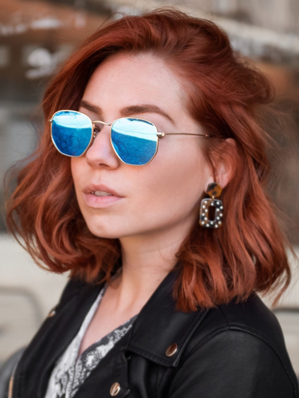 VEYREY VeyRey Polarizačné slnečné okuliare Oval Hurricane Modré okuliare