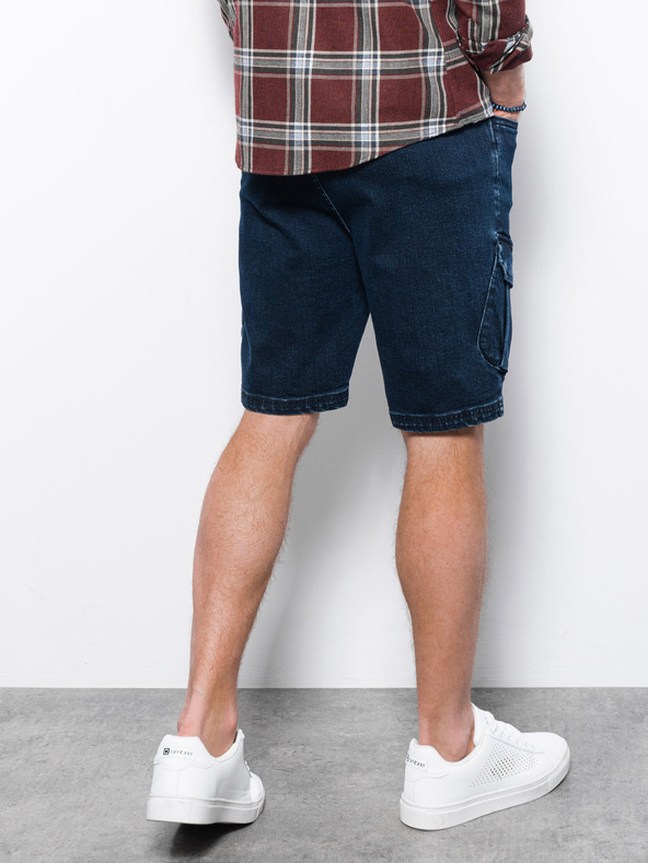 Ombre Clothing Tmavomodré pánske džínsové šortky Ombre Clothing W362