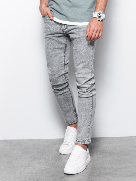 Ombre Clothing Šedé pánske skinny fit džínsy Ombre Oblečenie P1062