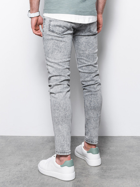 Ombre Clothing Šedé pánske skinny fit džínsy Ombre Oblečenie P1062