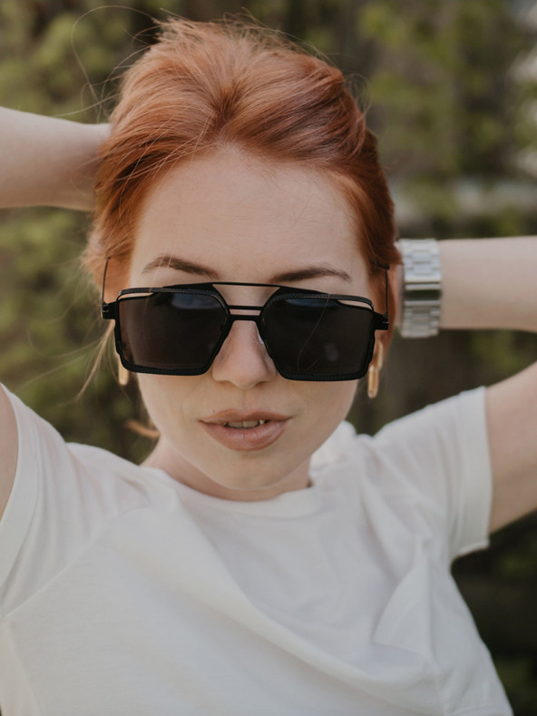 VEYREY Čierne unisex slnečné okuliare VeyRey Steampunk Sosrael