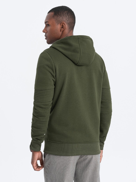Ombre Clothing Khaki pánska mikina s kapucňou Ombre Oblečenie