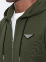 Ombre Clothing Khaki pánska mikina s kapucňou Ombre Oblečenie