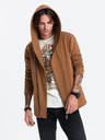 Ombre Clothing Hnedá pánska mikina s asymetrickým zapínaním Ombre Clothing