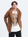 Ombre Clothing Hnedá pánska mikina s asymetrickým zapínaním Ombre Clothing
