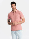 Ombre Clothing Ružové pánske základné polo tričko Ombre Clothing