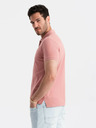 Ombre Clothing Ružové pánske základné polo tričko Ombre Clothing