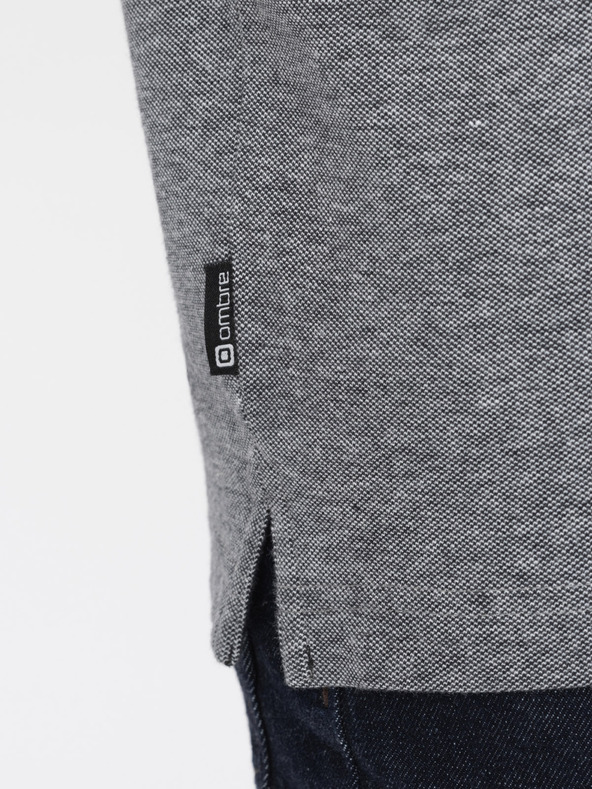 Ombre Clothing Čierne pánske pruhované polo tričko Ombre Clothing