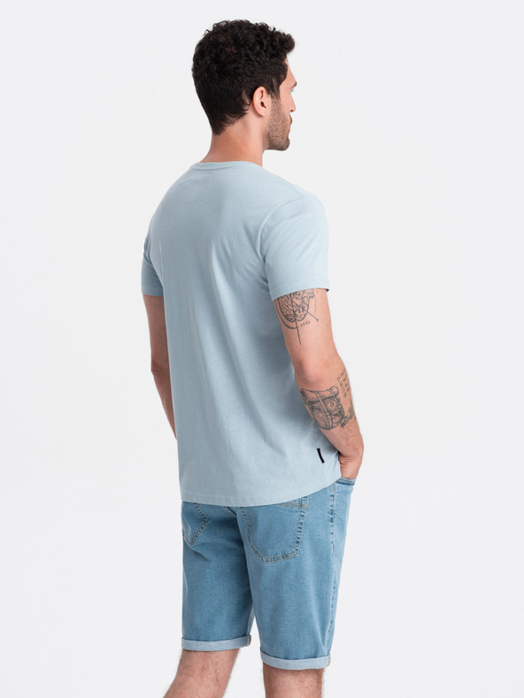 Ombre Clothing Svetlomodré pánske základné tričko Ombre Clothing