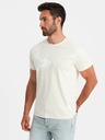 Ombre Clothing Krémové pánske vzorované tričko Ombre Oblečenie