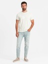 Ombre Clothing Krémové pánske vzorované tričko Ombre Oblečenie