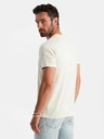 Ombre Clothing Krémové pánske vzorované tričko Ombre Oblečenie
