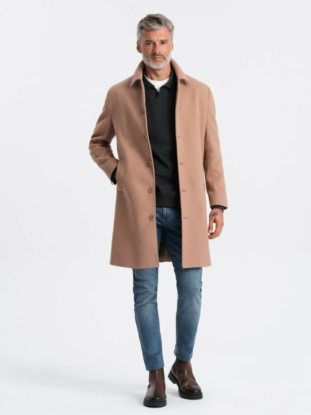 Ombre Clothing Pánsky jednoradový kabát s golierom a spodným dielom Ombre Oblečenie