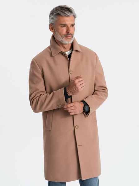 Ombre Clothing Pánsky jednoradový kabát s golierom a spodným dielom Ombre Oblečenie