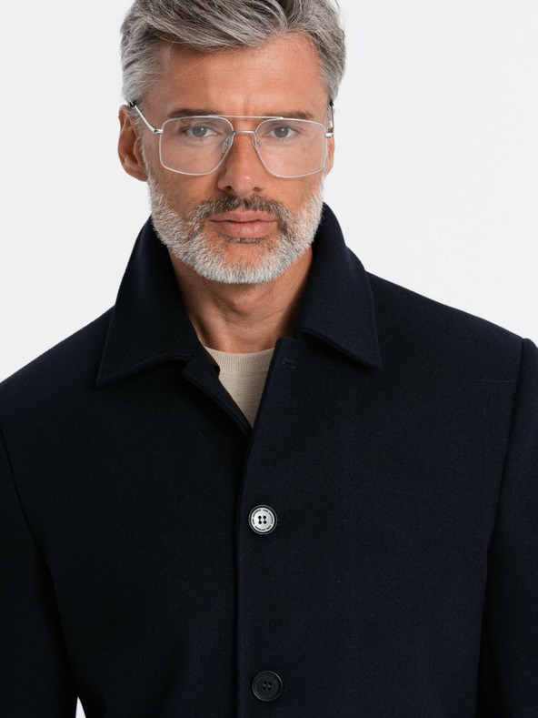 Ombre Clothing Pánsky jednoradový kabát s golierom a spodným dielom Ombre Oblečenie