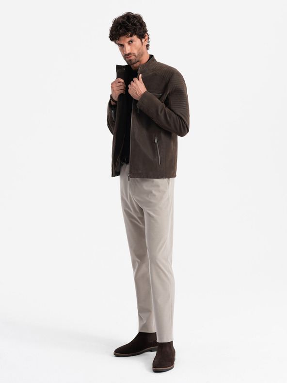 Ombre Clothing Pánska retro motorkárska bunda so stojačikom Ombre Clothing V1 OM-JAFL-0197